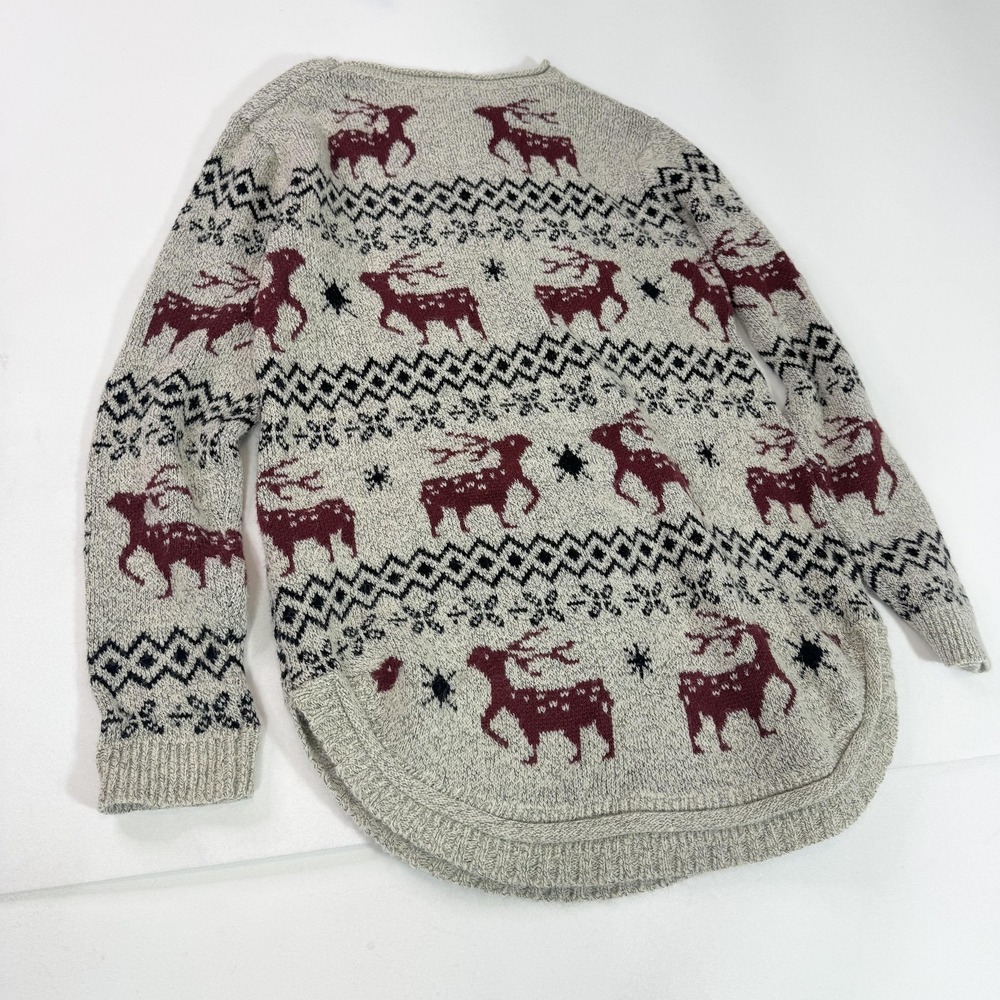 Shineflow Sweater Tunic Womens 1X Gray Fair Isle Reindeer Ugly Christmas Holiday - Picture 5 of 6